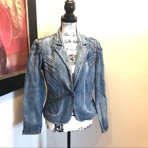 Nougat London Distressed Blue Denim Blazer